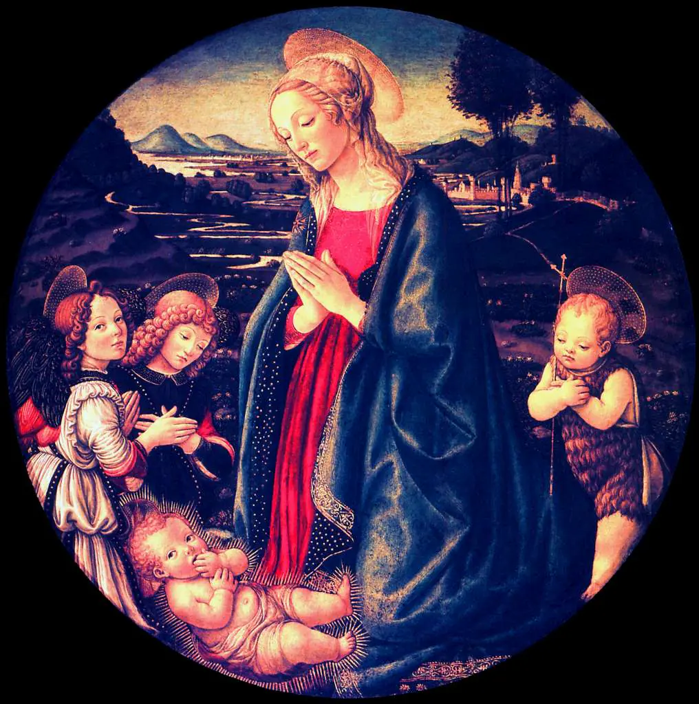 Botticelli: Virgin Adoring The Child Surrounded By St. John The Baptist And Two Angels