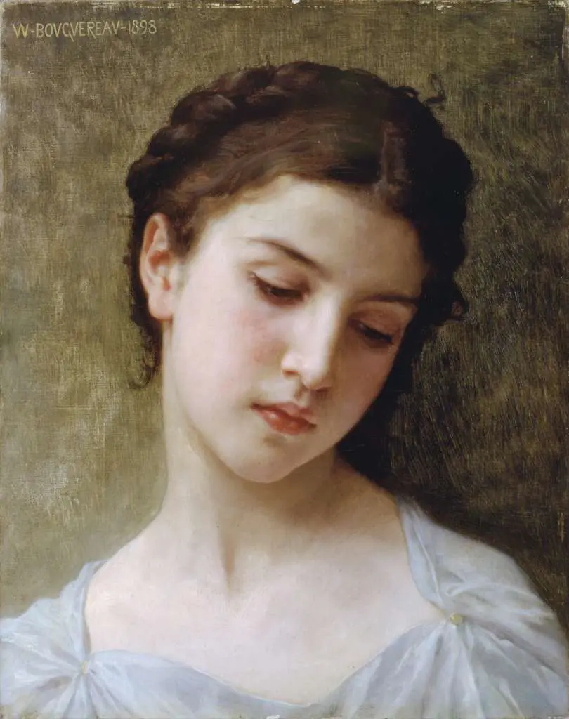 Bouguereau: Etude Tete De Jeune Fille