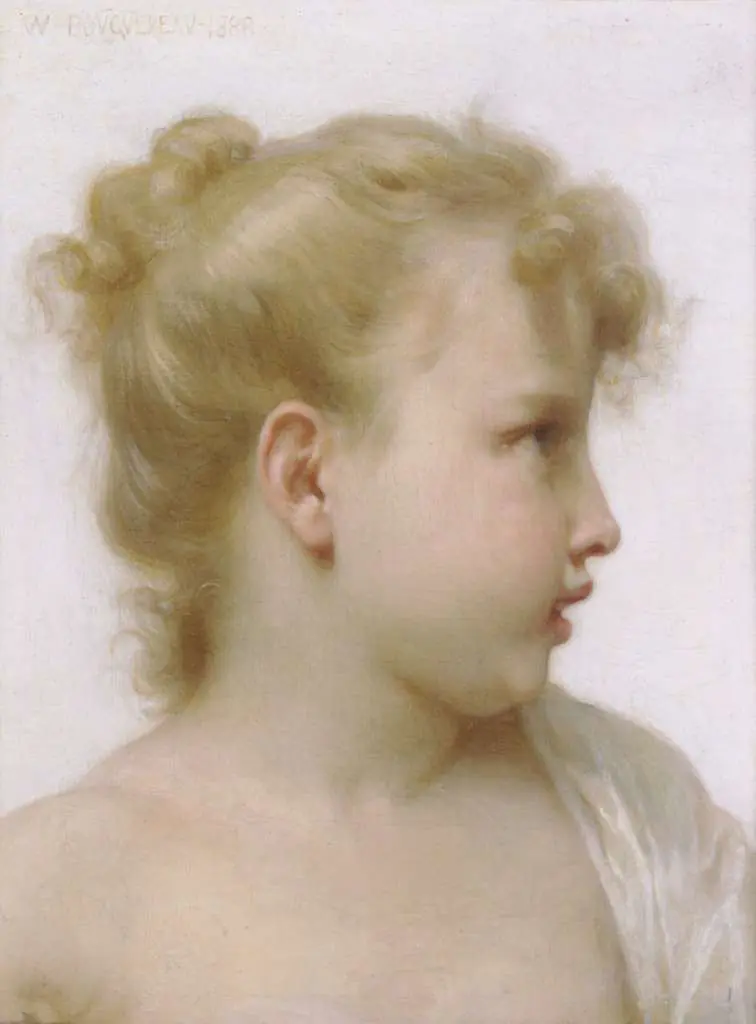 Bouguereau: Etude Tete De Petite Fille Tete De Petite Fille