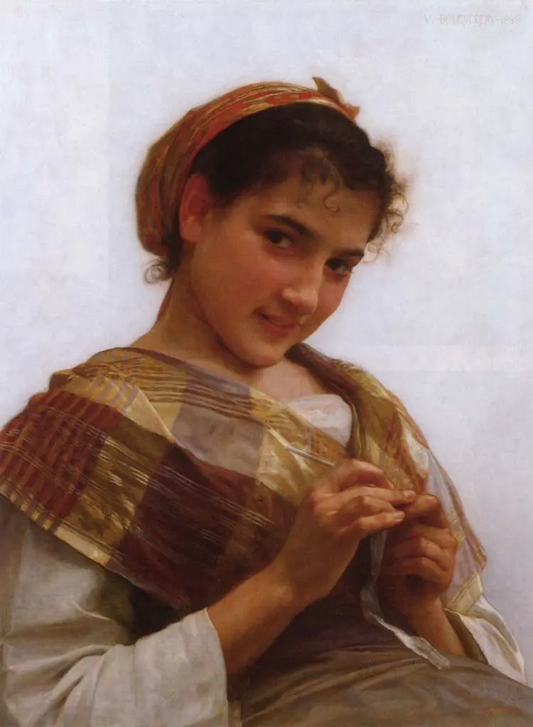 Bouguereau: Portrait Of A Young Girl Crocheting