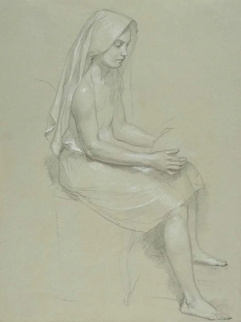 Bouguereau: Study Of A Seated Veiled Female Figure