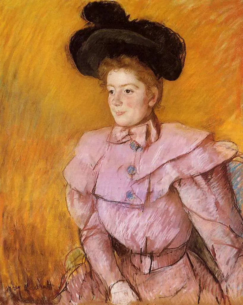 Mary Cassatt: Woman In A Black Hat And A Raspberry Pink Costume