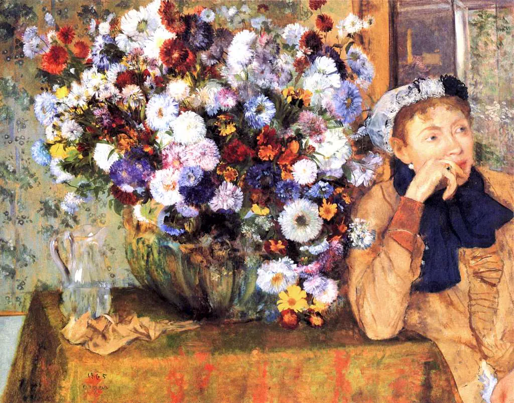 Degas: A Woman Seated Beside A Vase Of Flowers
