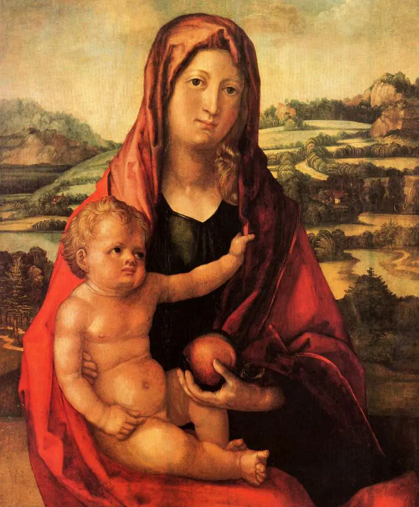 Dürer - Paintings & Drawings: Maria With Child In Front Of A Landscape
