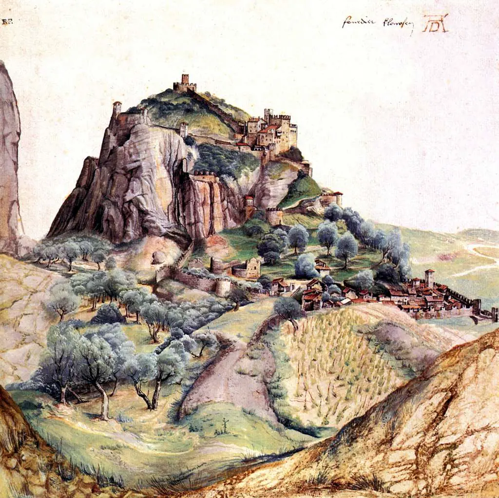 Dürer - Paintings & Drawings: Mountain And City Of Arco