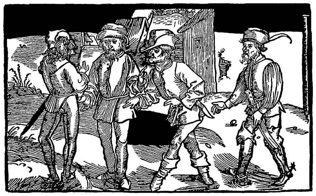 Dürer - Woodblocks &  Etchings: Chremes Reproves Clitypho His Son For Levity