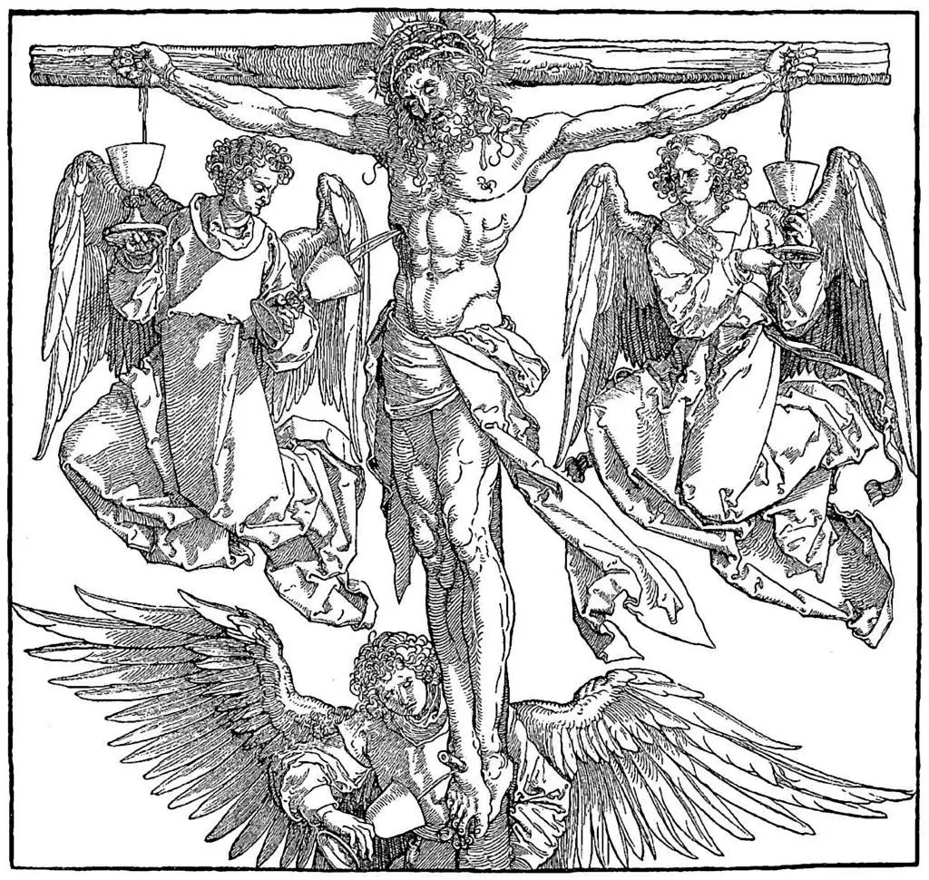 Dürer - Woodblocks &  Etchings: Christ On The Cross With Three Angels