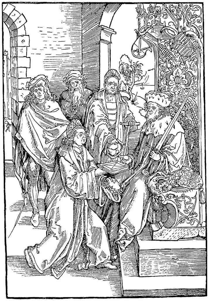 Dürer - Woodblocks &  Etchings: Conrad Celtes Hands Roswitha Comedies