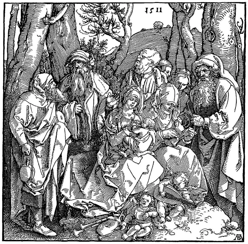 Dürer - Woodblocks &  Etchings: The Holy Family With Saints And Angels