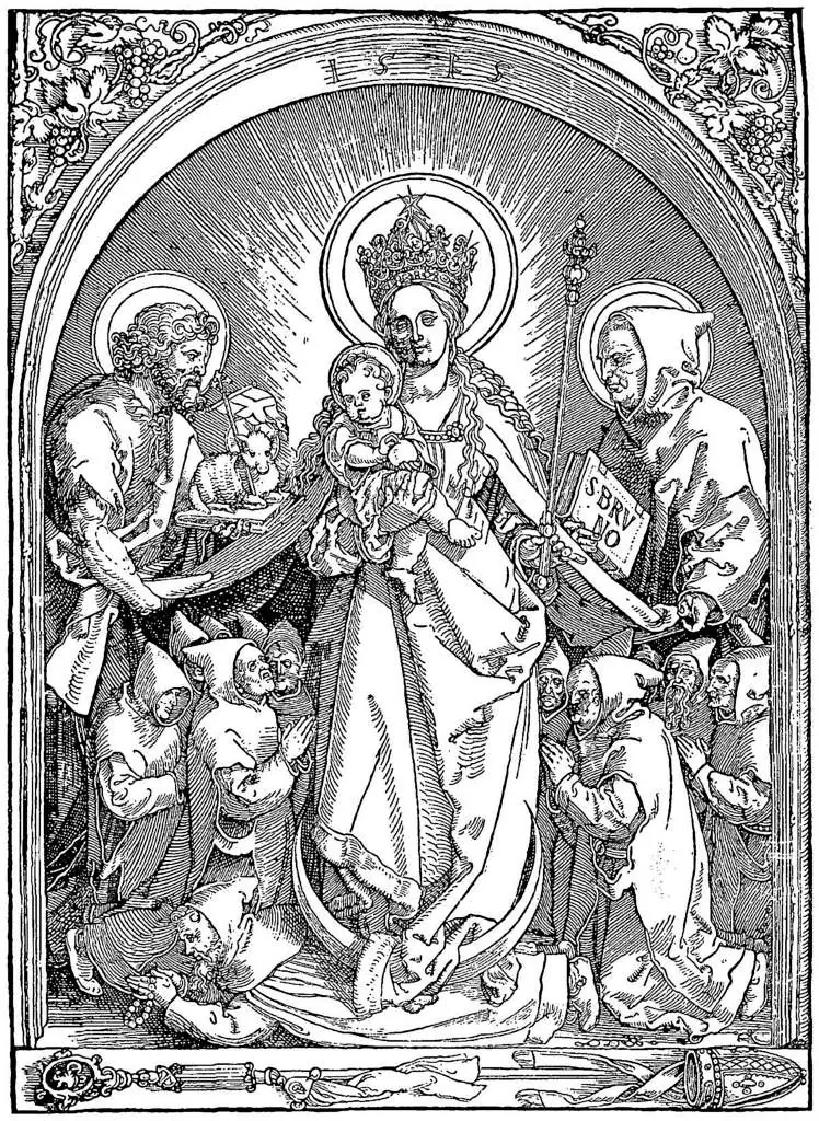 Dürer - Woodblocks &  Etchings: The Madonna With Carthusian Monks