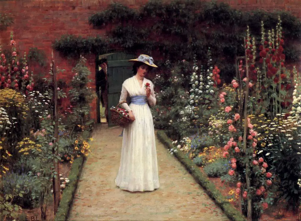 Edmund Blair Leighton: Lady In A Garden