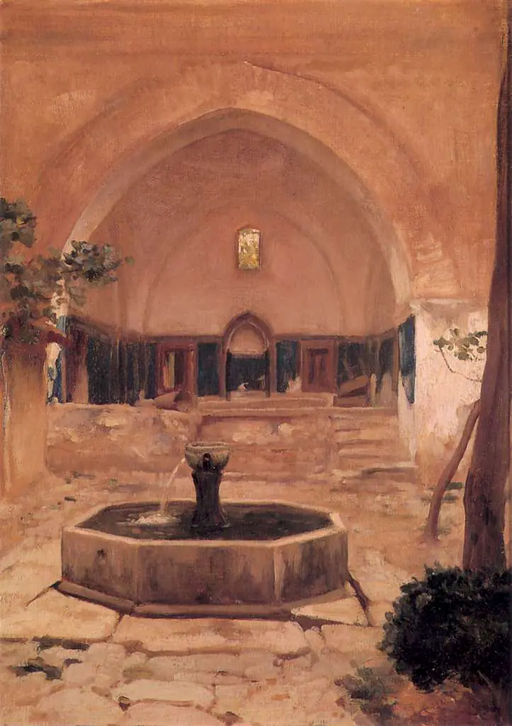 Frederic Lord Leighton: Courtyard Of A Mosque At Broussa