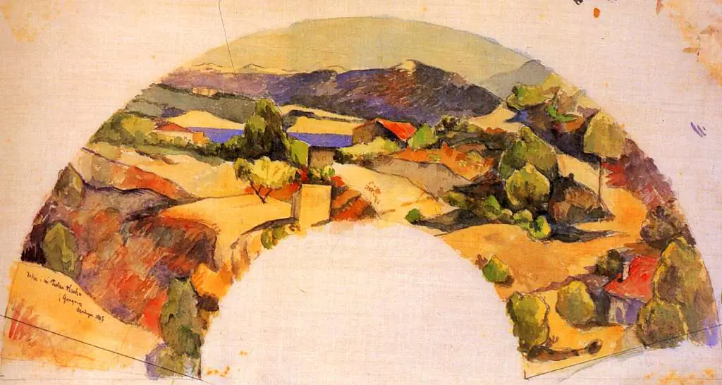 Gauguin: Fan Picture With Landscape After Cezanne