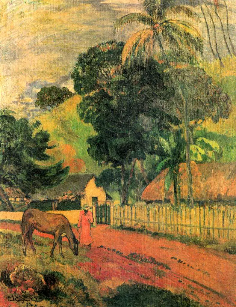 Gauguin: Landscape Horse At The Way