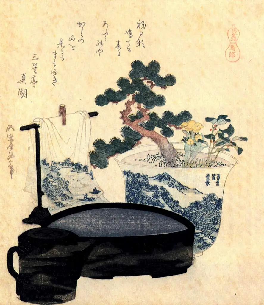 Hokusai: A Lacquered Washbasin And Ewer