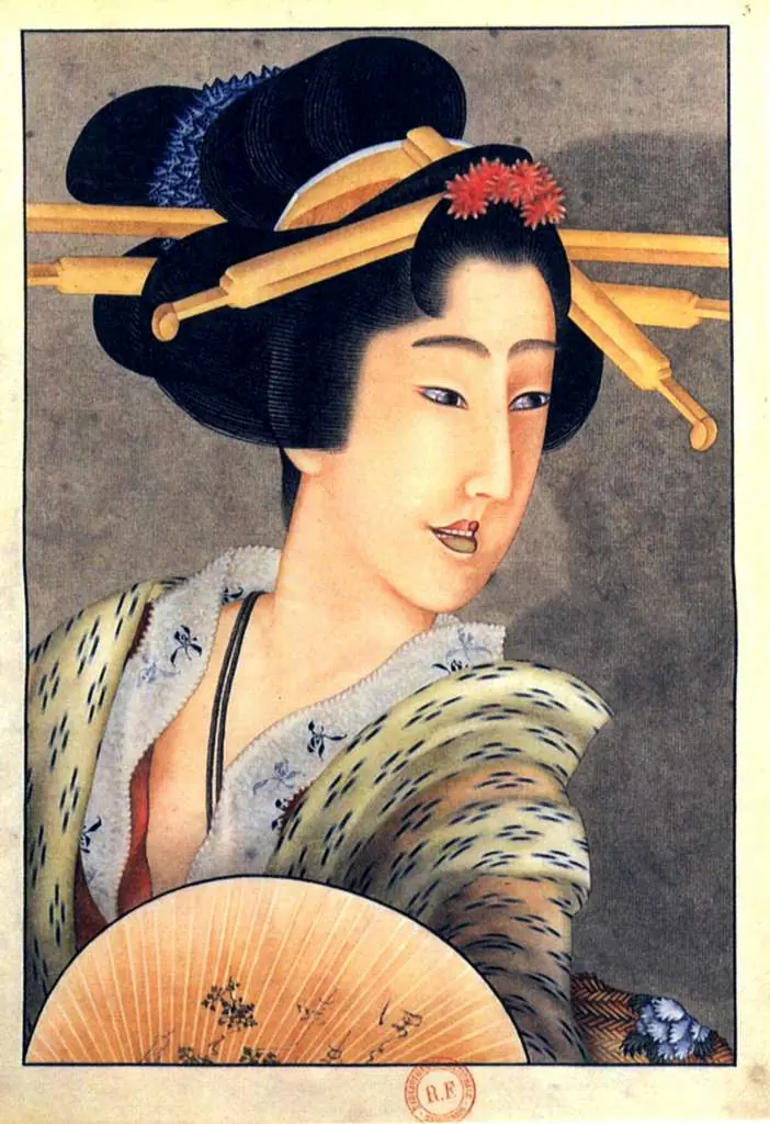Hokusai: Portrait Of A Woman Holding A Fan