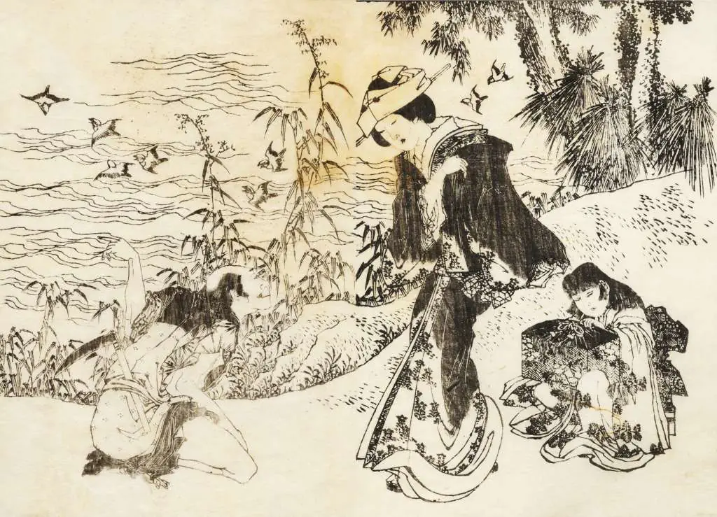 Japan Art: A Bride Is On Her Way With Her Maid