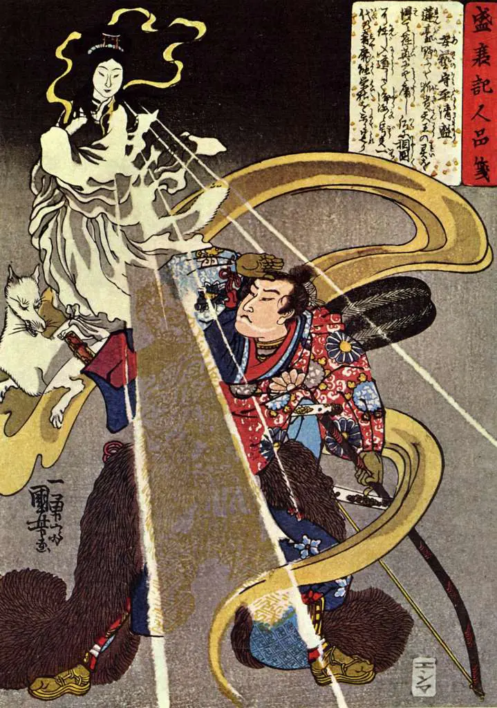 Japan Art: A Man Confronted With An Apparition Of The Fox Goddess