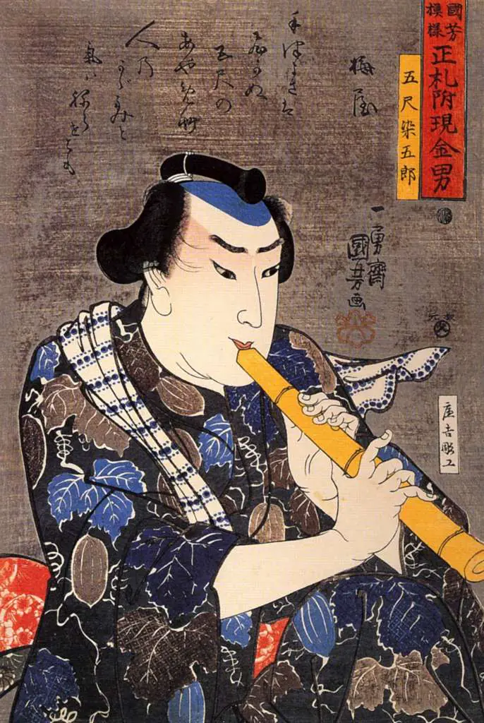 Japan Art: Half-legth Portrait Of Goshaku Somegoro