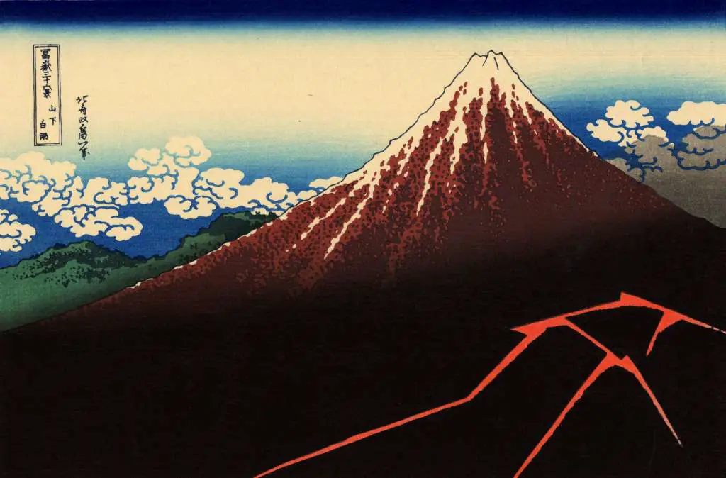 Japan Art: Lightnings Below The Summit