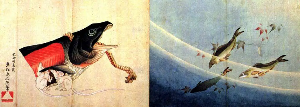 Japan Art: Salted Salmond And Mice