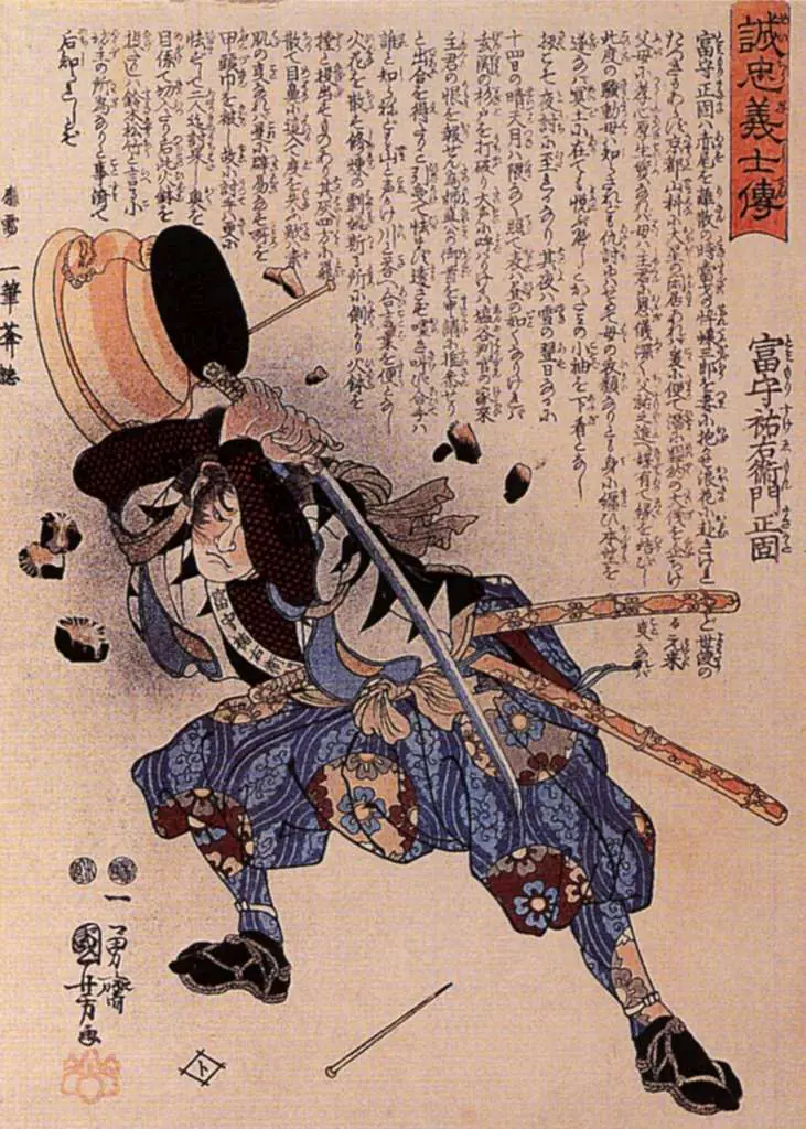 Japan Art: Tomimori Sukeemon Masakata Dodging A Brazier