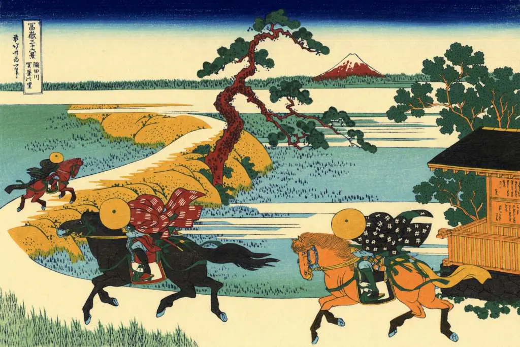 Japan Art: Village Of Sekiya At Sumida River