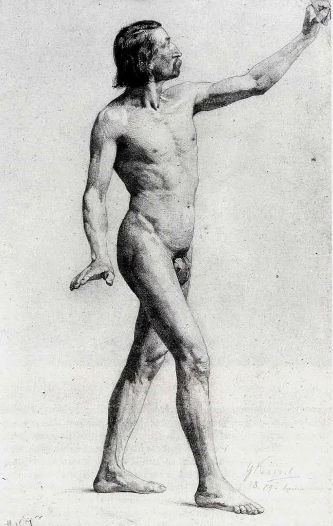 Klimt: Male Nude Stepping To The Right