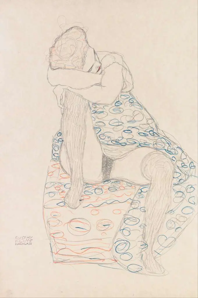 Klimt: Seated Figure With Gathered Up Skirt