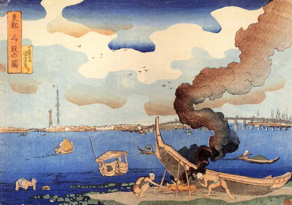 Kuniyoshi: Caulking Boats