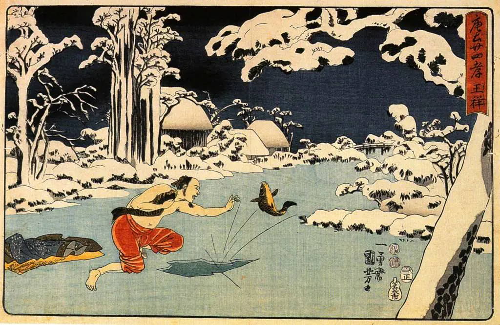 Kuniyoshi: Osho Catching A Carp