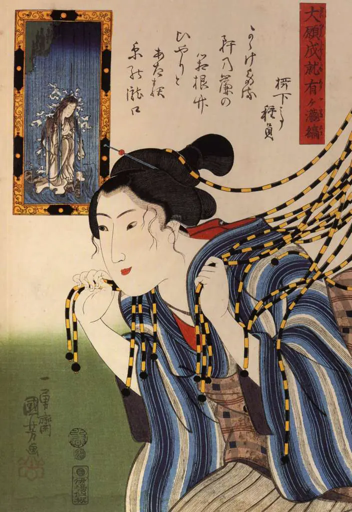 Kuniyoshi: Woman Walkin Throught A Noren