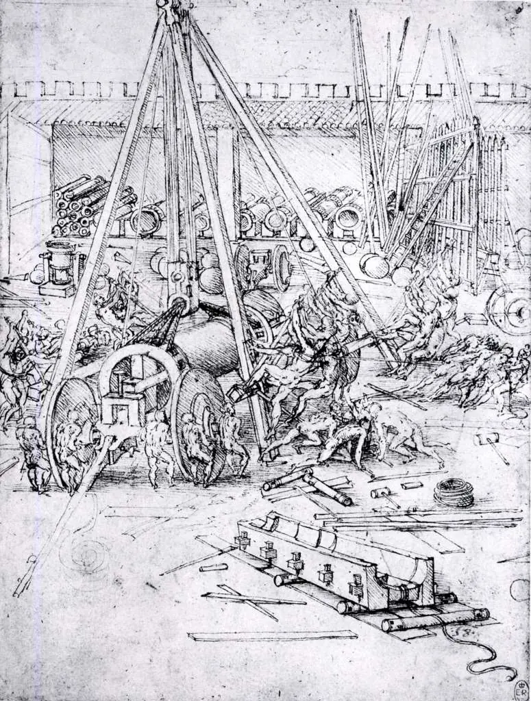 Leonardo Drawings & Studies: Cannons Foundry