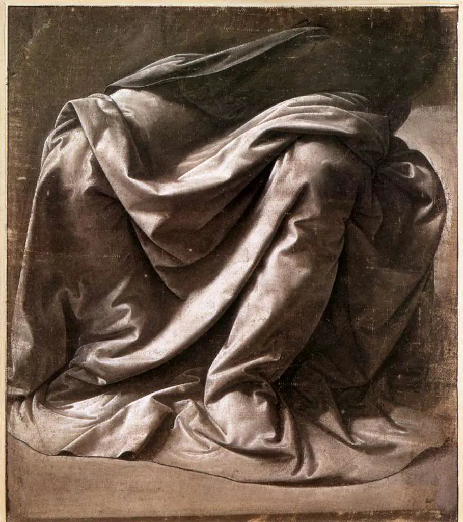 Leonardo Drawings & Studies: Garment Study For A Seated Figure