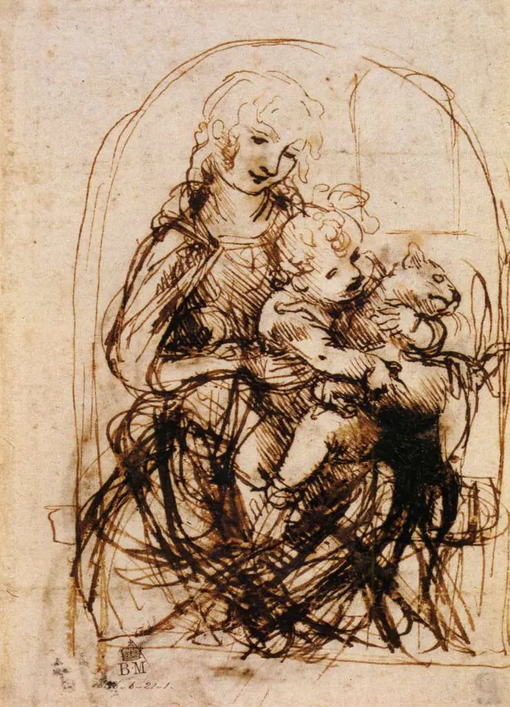 Leonardo Drawings & Studies: Study Madonna With Cat2
