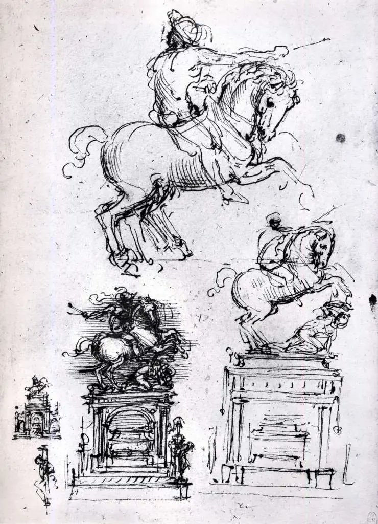 Leonardo Drawings & Studies: Study For A Monument