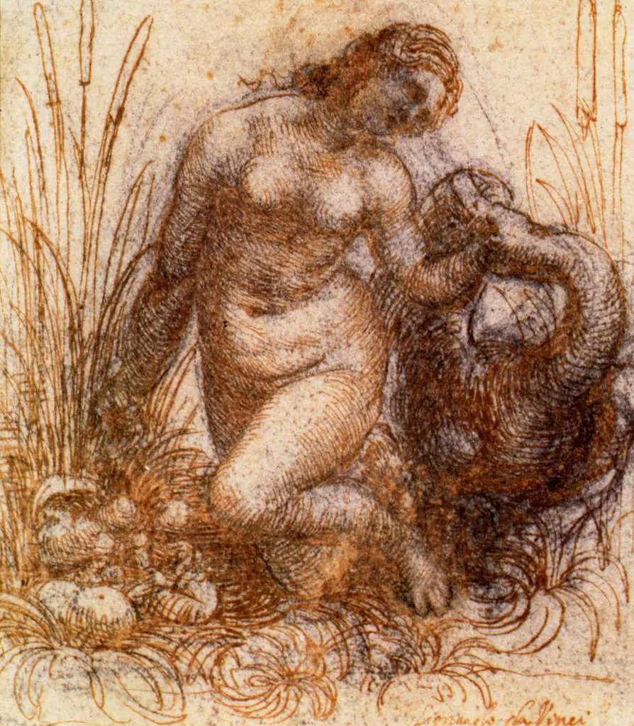 Leonardo Drawings & Studies: Study For The Kneeling Leda1