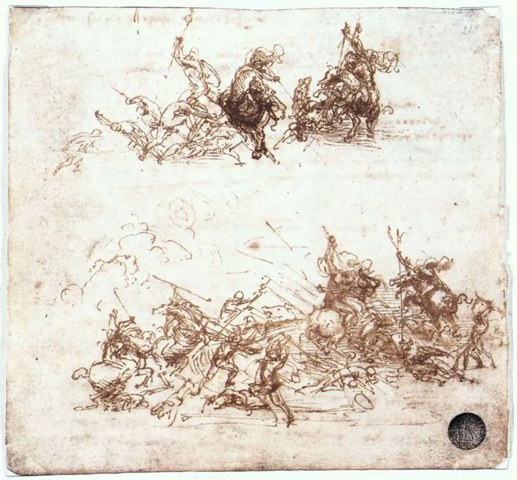 Leonardo Drawings & Studies: Study Of Battles On Horseback And On Foot2