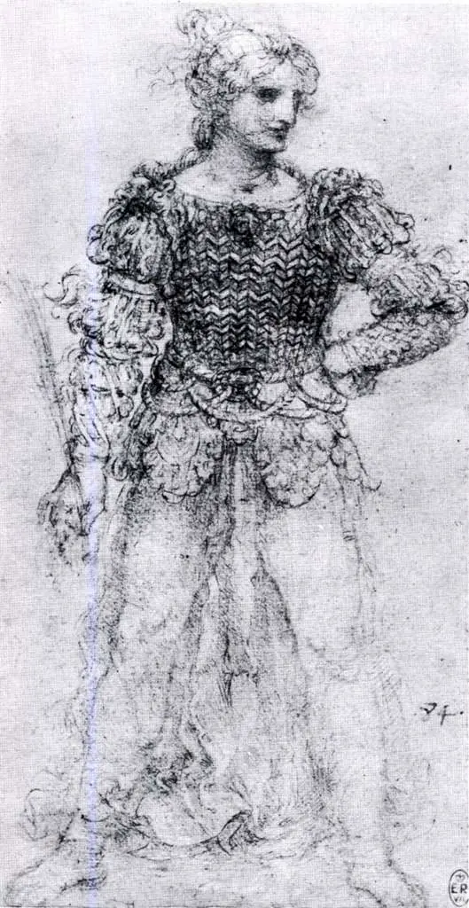 Leonardo Drawings & Studies: Figure In A Armour