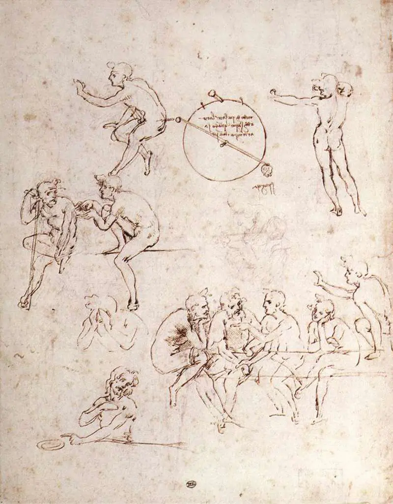 Leonardo Drawings & Studies: Various Figure Studies