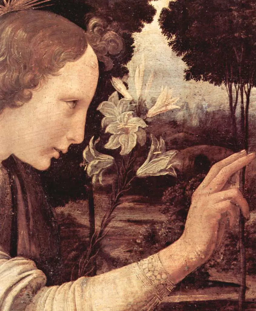 Leonardo Paintings: Annunciation To Maria Detail
