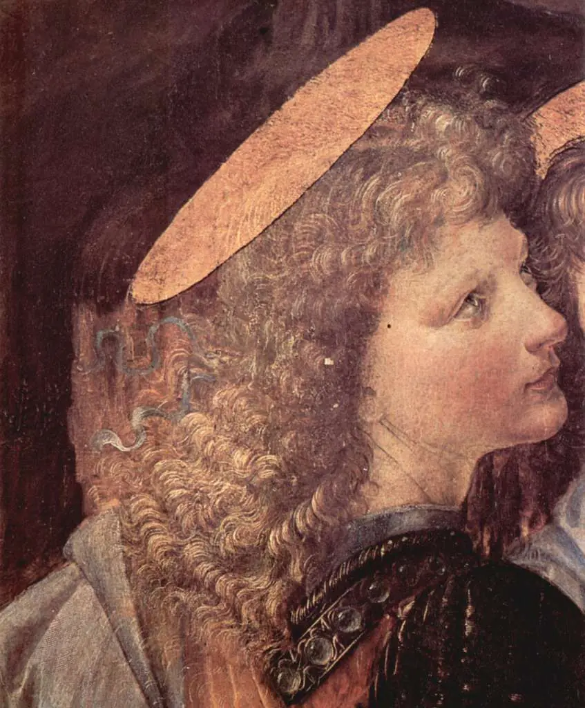 Leonardo Paintings: The Baptism Christi Detail Angel