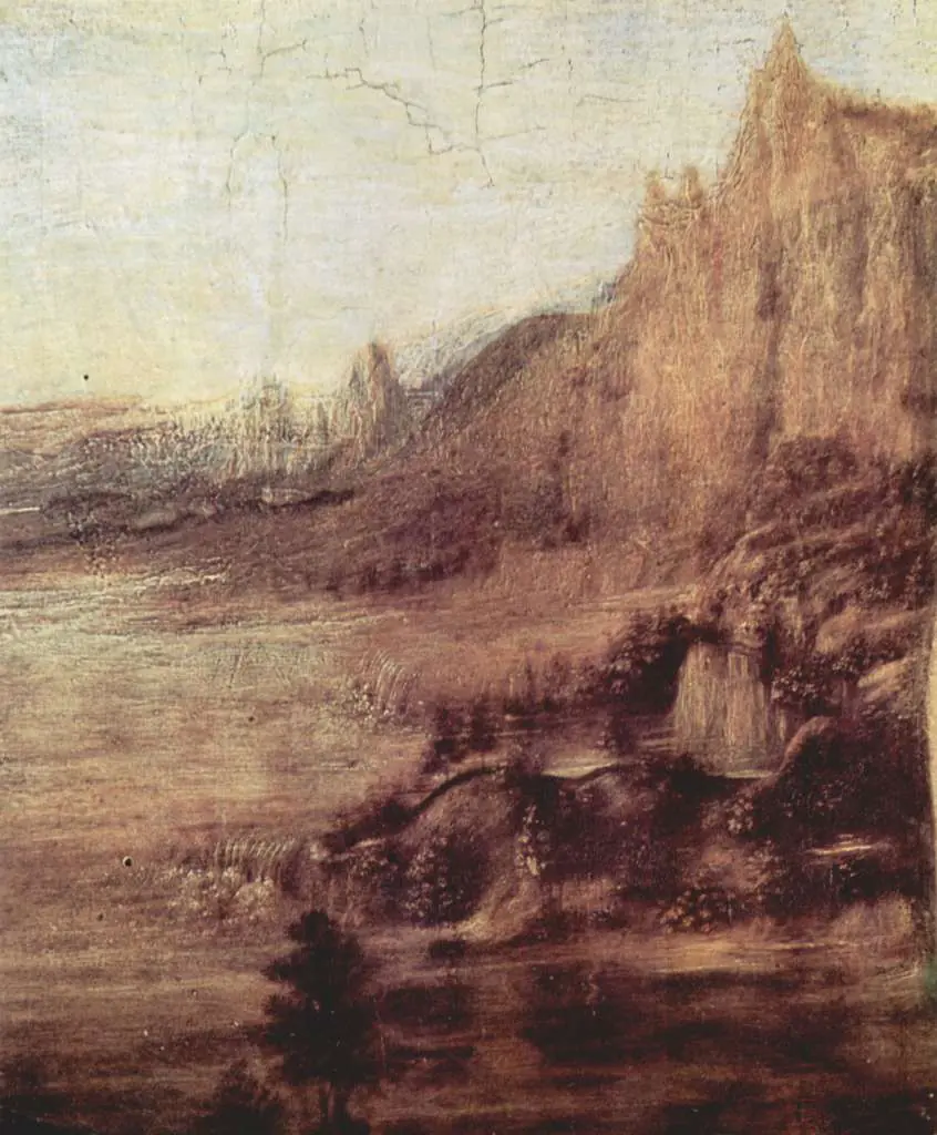 Leonardo Paintings: The Baptism Christi Detail Landscape
