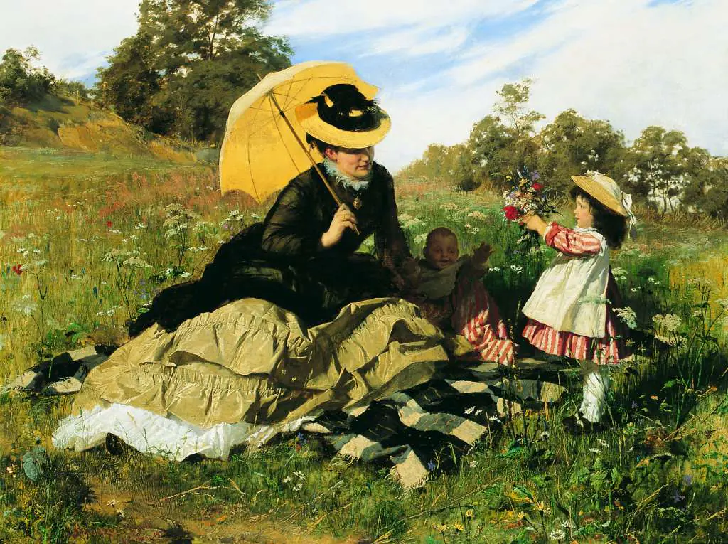 Magyar festők: Benczur - Koszorut A Mamanak 1876