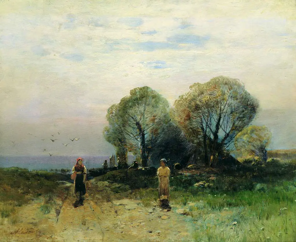 Magyar festők: Meszoly - Halasztanya A Balaton Partjan 1883