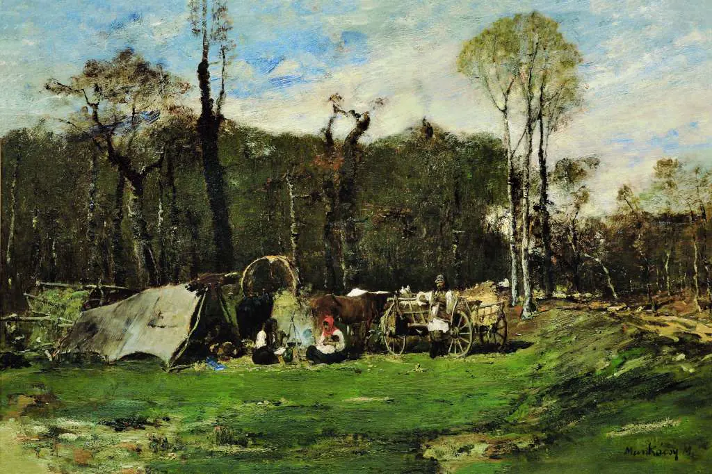 Magyar festők: Munkacsy - Ciganyok Az Erdoszelen 1873