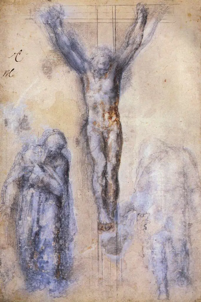 Michelangelo: Crucifixtioned Jesus With The Virgin And Nikodemus