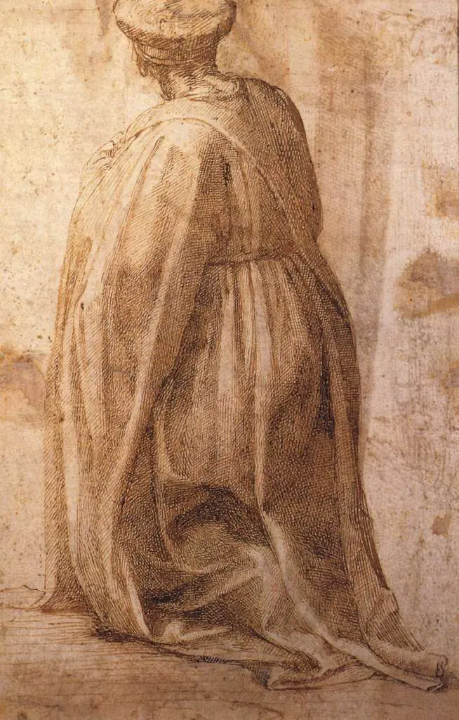Michelangelo: Kneeling Man With Coat