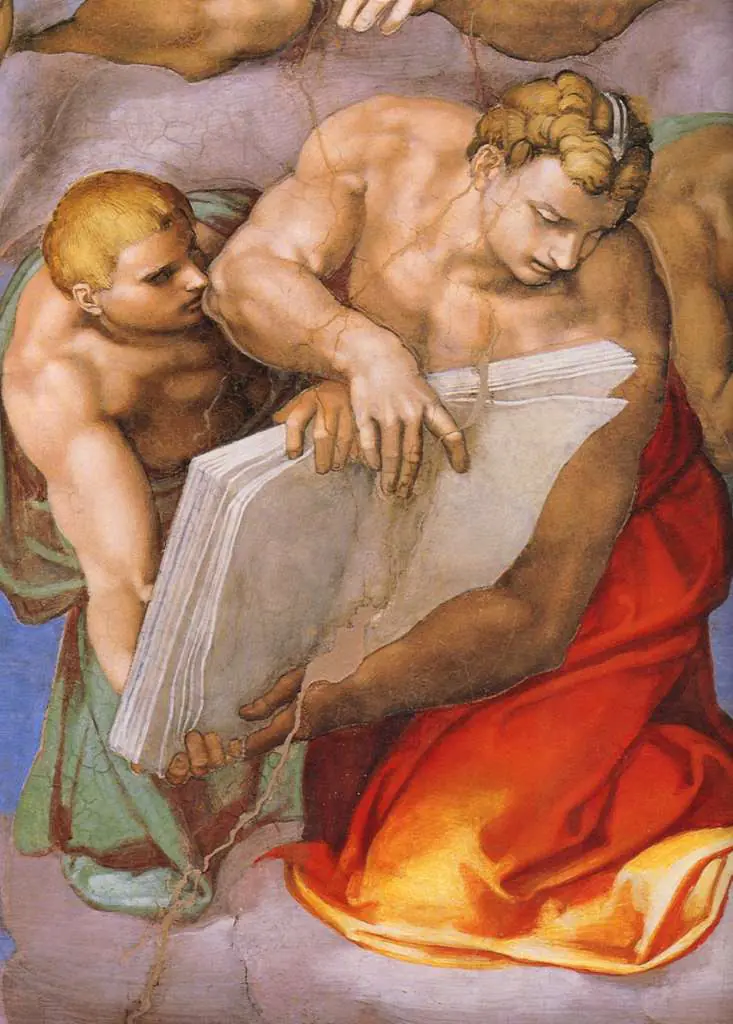 Michelangelo: Last Judgement Detail Angels With Book