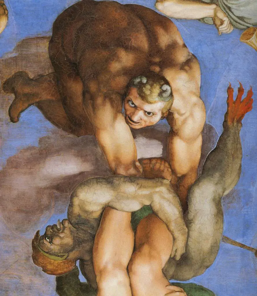Michelangelo: Last Judgement Detail Descending Damned3